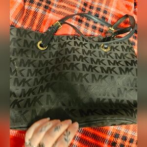 Michael Kors Black MK Logo Tote with Gold Hardware